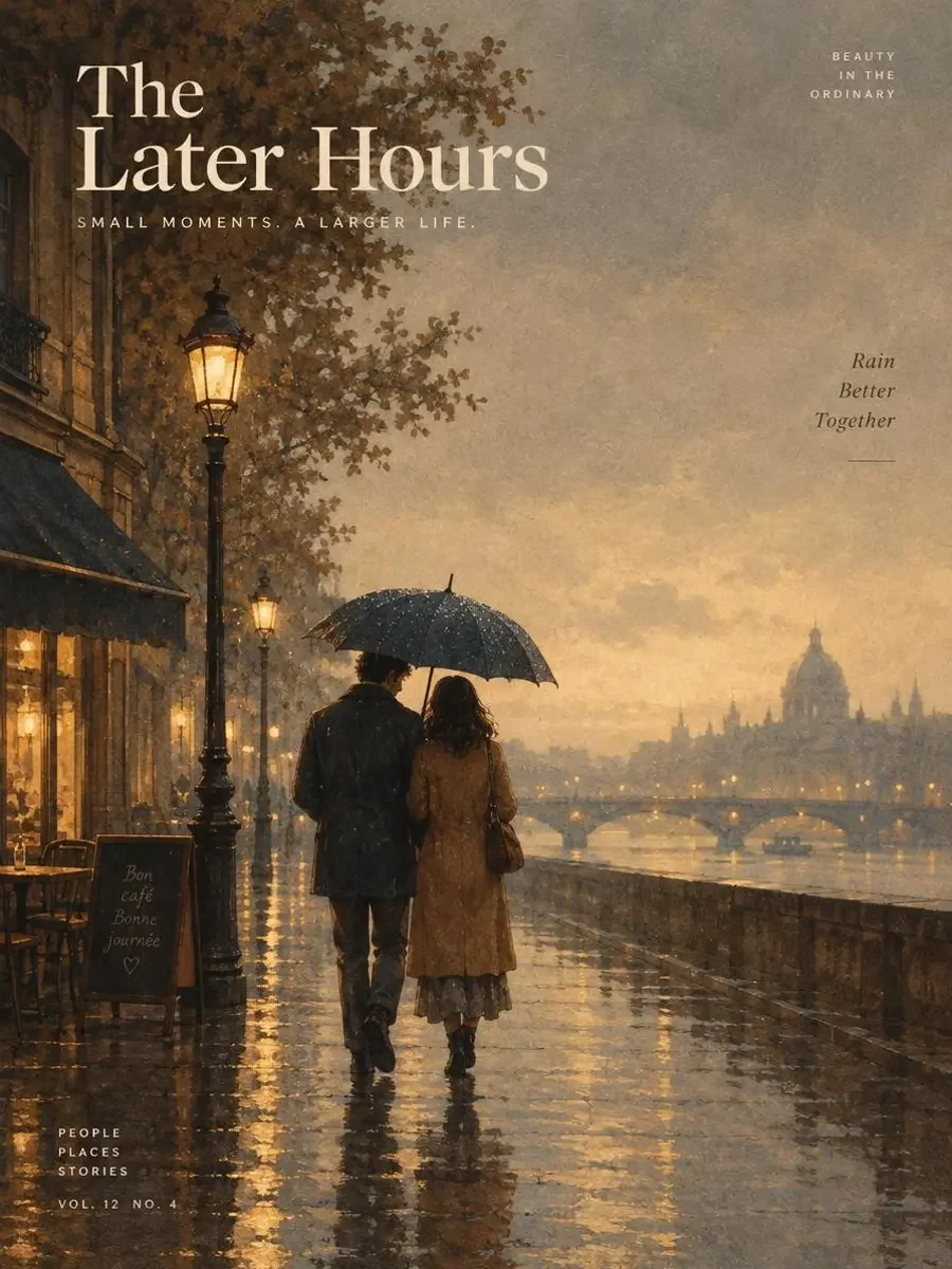 一把伞的雨季封面：两人共撑一把伞走过雨中街道